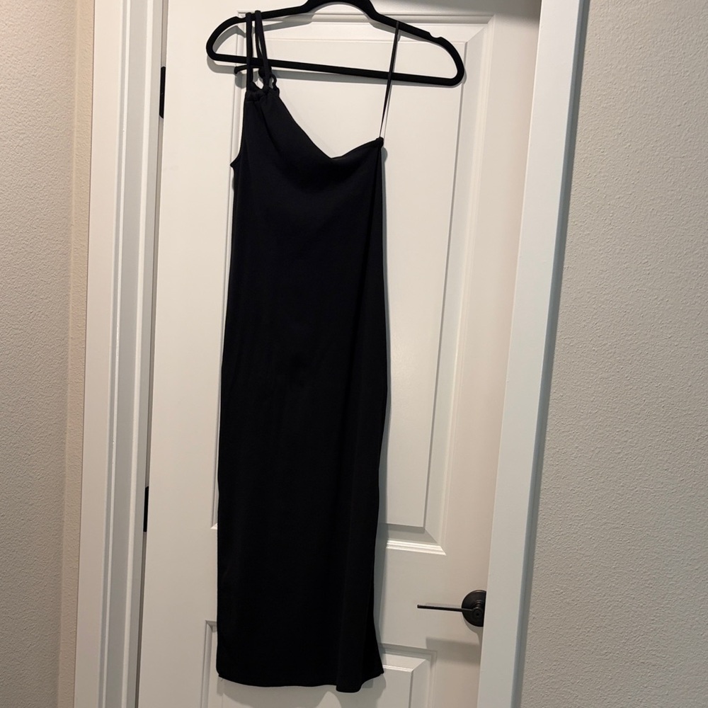 Old Navy Black Midi Slip Dress with Ring Strap